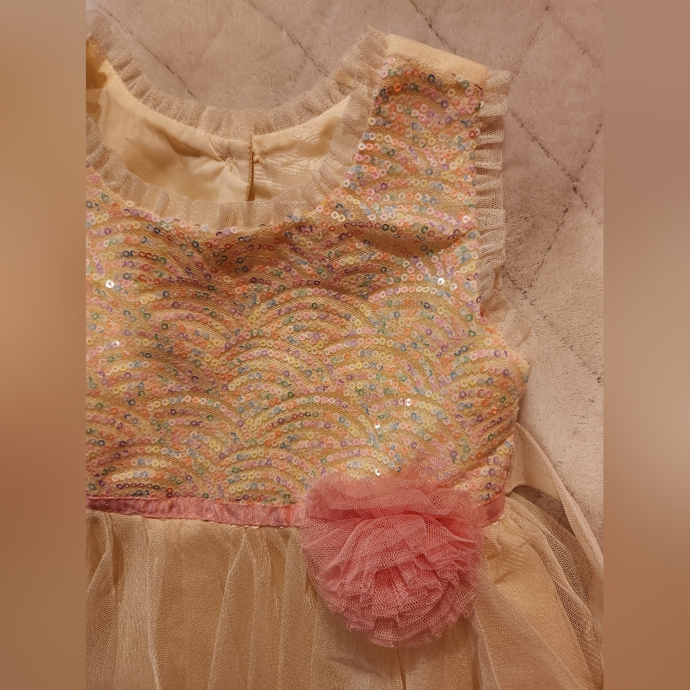 2T Pale yellow multi-colored sparkle toddler dress